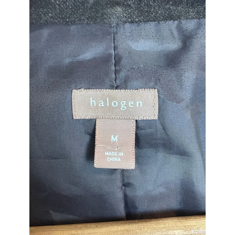 Halogen‎ Gray Velvet Blazer Jacket Women's Size Medium Puffed Shoulders